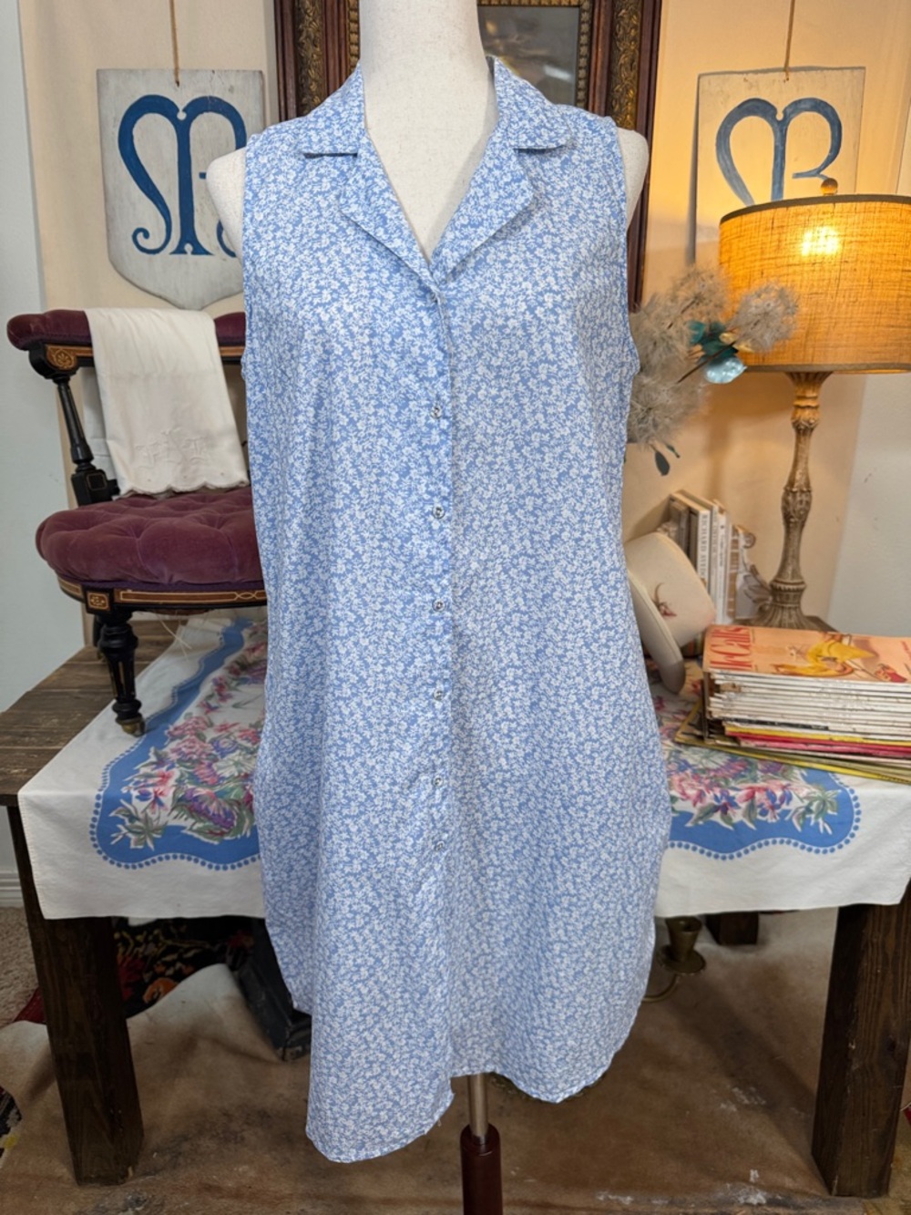 Joie Light Blue Floral Button-Front Chemise